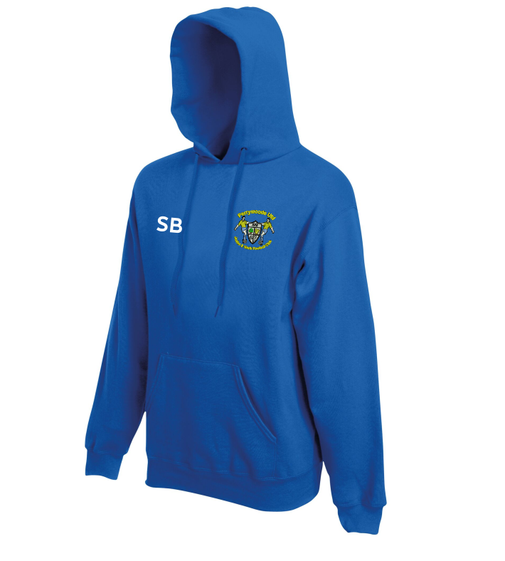 Pullover Hooded sweatshirt with club logo printed to front and PWUFC to back – name or initials to front