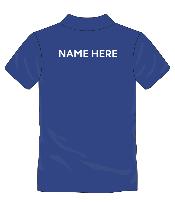 Polyester cool fabric polo shirt, embroidered with club logo to left breast and name printed to back