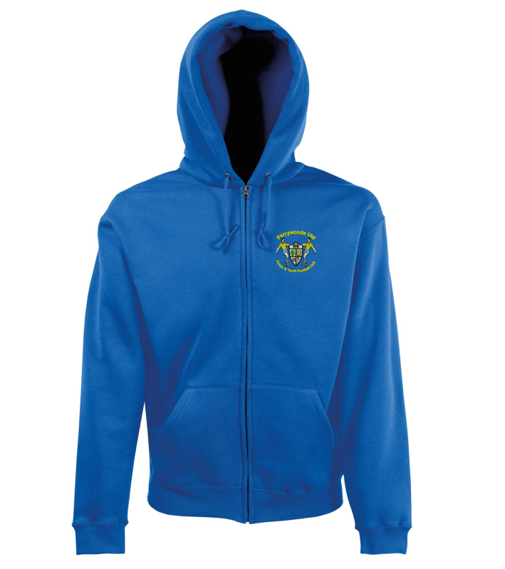 Pullover Zip Through Hooded sweatshirt with club logo printed to front and PWUFC to back